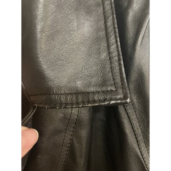 VTG Tribeca Studio Women's Black Leather Blazer Jacket L Button Front Mid Lined - Picture 4 of 11